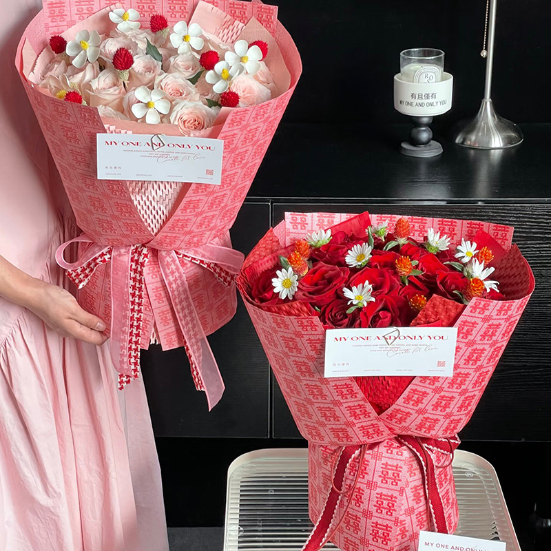 Papel de embalaje de boda tridimensional florista ramo de flores románticas festivas materiales de flor al por mayor