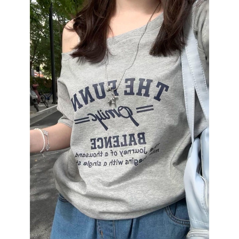 新しいレタープリントトップスはゆったりしていて多用途、ワンラインカラー半袖、ファッショナブルで新しいスタイル、多用途でトレンディです。|undefined