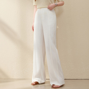 [Air Sense Wide Leg Pants] Linen Blended Breathable Pants Slim Show plus size Women's Fat mm2025 Summer New