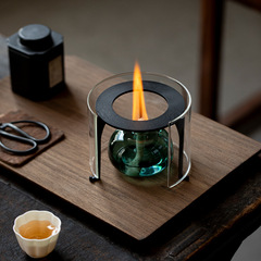 高ホウ素シリコンガラスカバー囲炉煮茶器鉄三脚熱茶器保温茶炉アルコール炉火