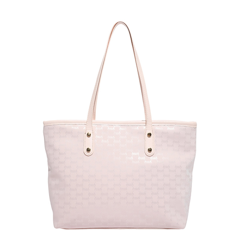 Moda transfronteriza letras reticulares portátiles bolsas de mano simples bolsas de mujer 2025 nuevo hombro de gran capacidad bolsas de brazo de marea