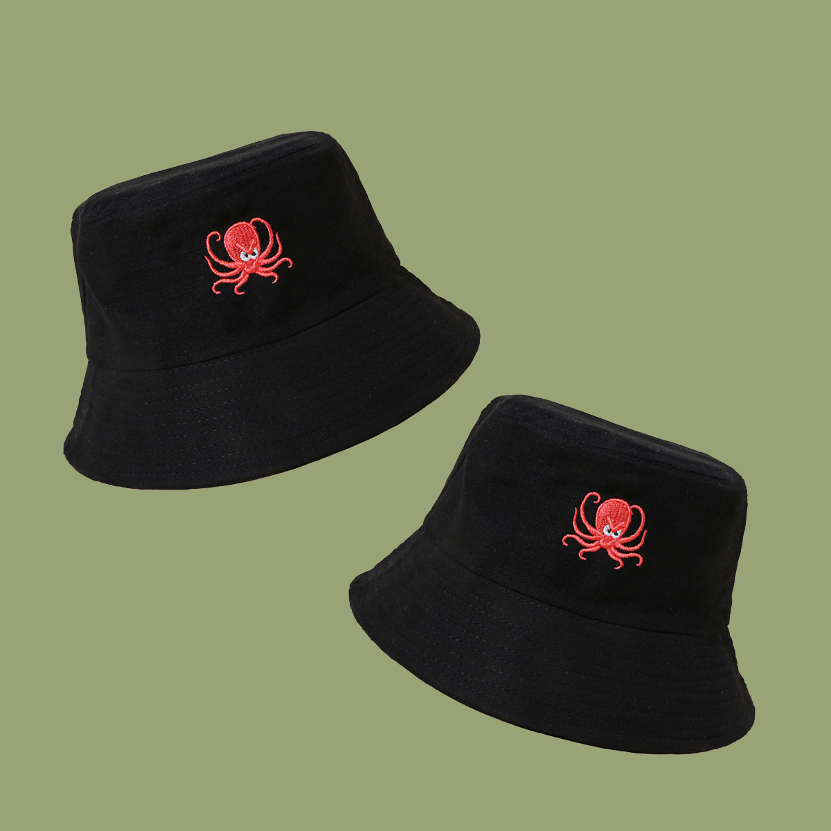 Korean Fashion Style Embroidered Octopus Fisherman Hat display picture 2