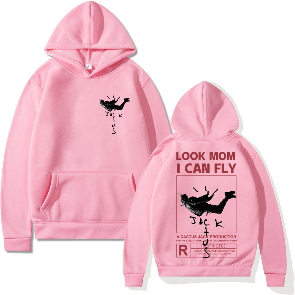 Cactus Jack Hoodies Rocky LOOK MOM I CAN FLY Gráficos Men's