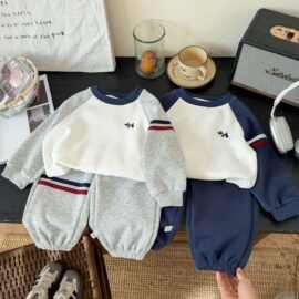 儿童刺绣卫衣套装2026春季新款男女童洋气卫衣两件套中小童运动服