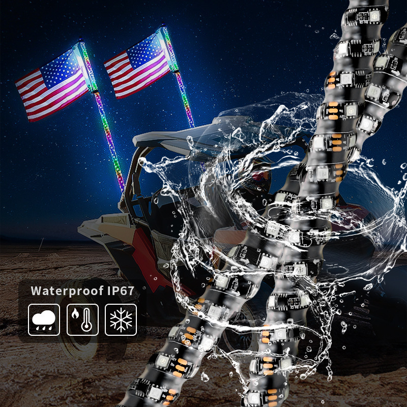 Cross-Border Off-Road Vehicle Flagpole Light, Atv Universal Rgb Colorful Led Pole Light, Whip Light, Antenna Light