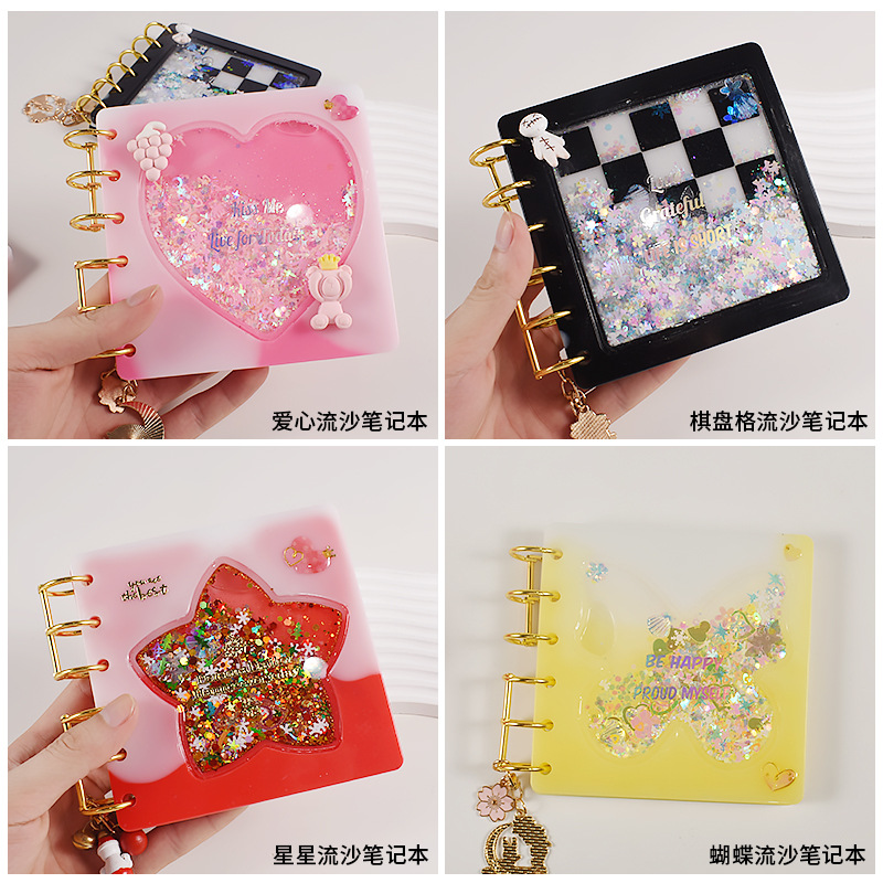 Cristal epoxi Quicksand cuaderno molde Quicksand estrella amor tablero de tablero rejilla cuaderno de silicona libre de sello de molienda