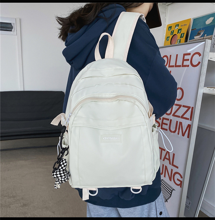 Mode Einfarbig Großräumiger Studentenrucksack Koreanischer Lässiger Rucksack display picture 3