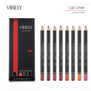 VIBELY12 color matte lip liner waterproof non-blooming durable nude lipstick pen lip liner box cross-border