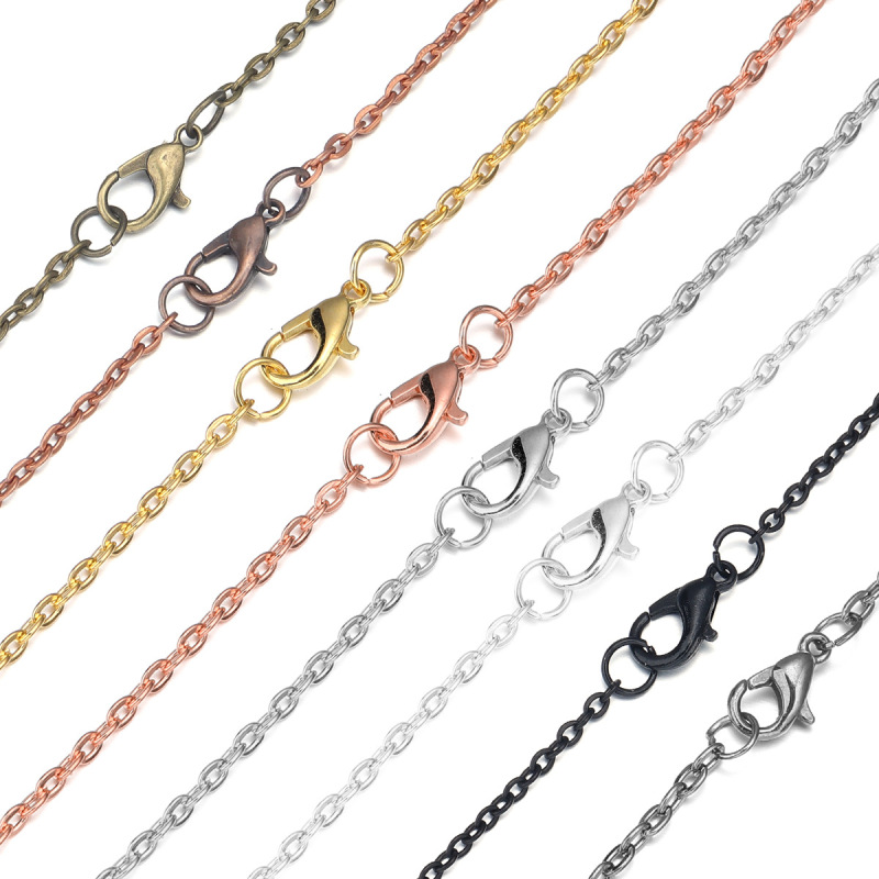 Iron flattened cross chain O-chain pendant chain hanging lobster clasp diy clothing accessories necklace chain wholesale