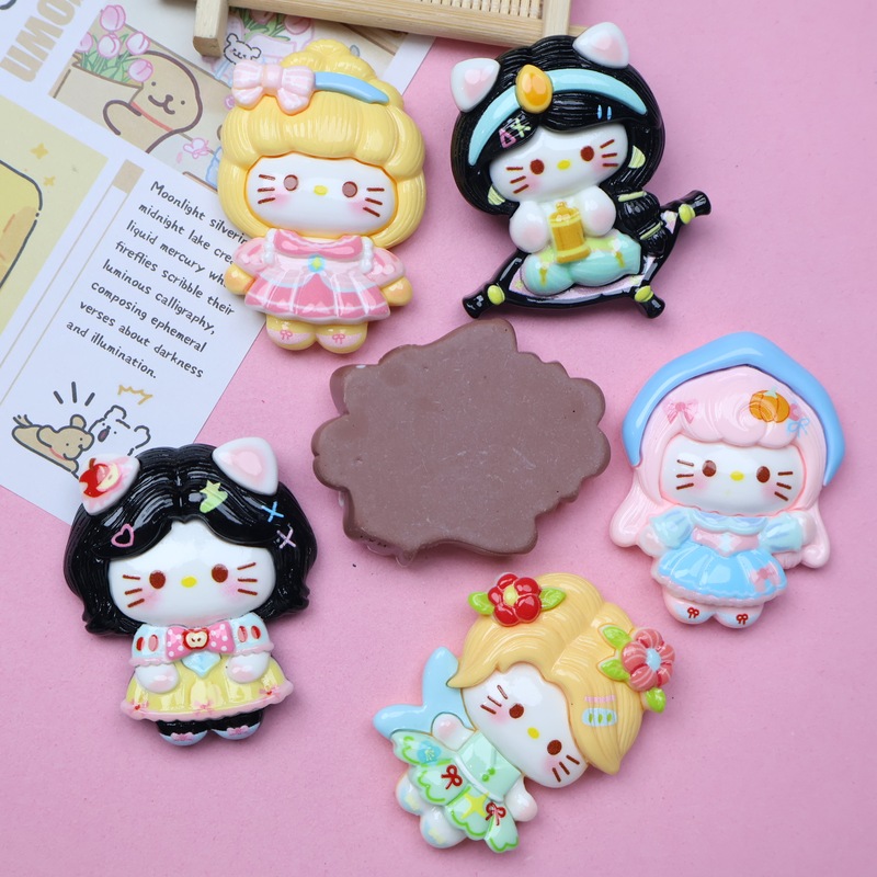 漫画ビッグカード diy 樹脂アクセサリー子猫女の子クリーム接着剤携帯電話ケースキーホルダー冷蔵庫マグネットヘアピン素材|undefined
