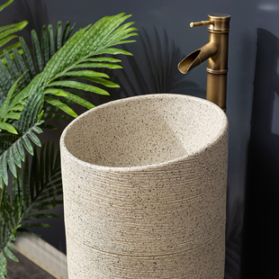 X * Ceramic Integrated Column Basin Household Small Apartment Floor-standing Column Wash Basin Balcony Outdoor Pool Wash Basin