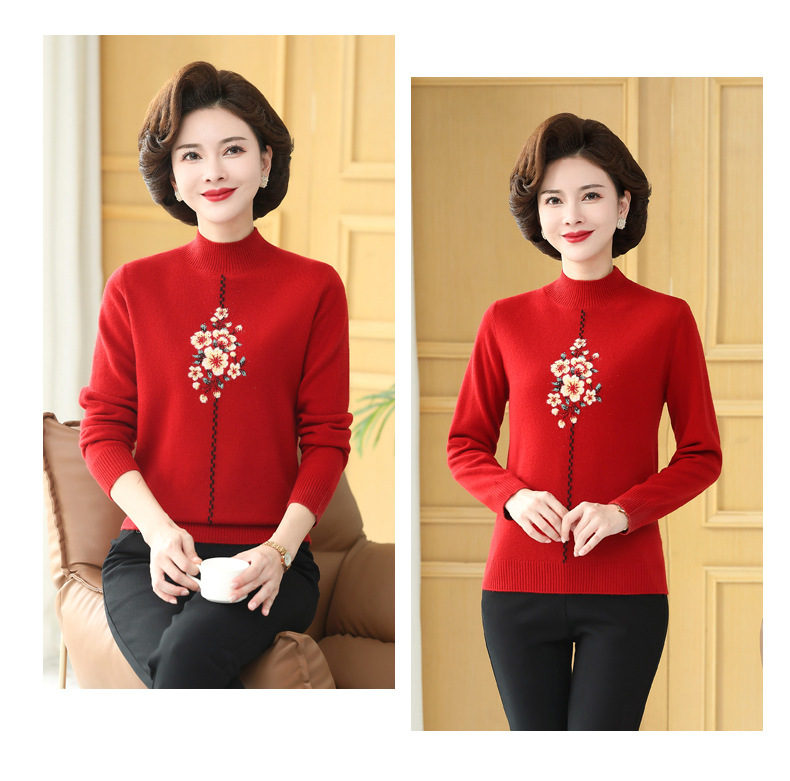 D7199 1540K ÁO LEN NỮ TONTDI ÁO LEN MÙA XUÂN THU ĐÔNG TRUNG NIÊN HỌA TIẾT HOA THỜI TRANG NỮ G04 SẢN PHẨM MỚI