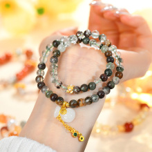 批发天然异象水晶绿幽灵双圈手链福袋新中式时尚女款热销手串定制