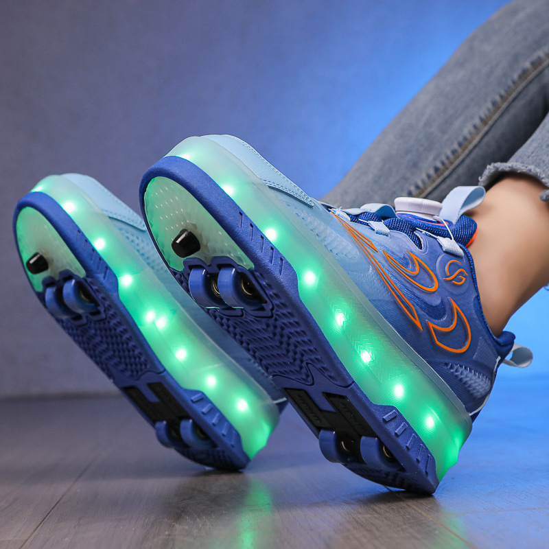Children's dual wheel skates on four wheels for boys for students