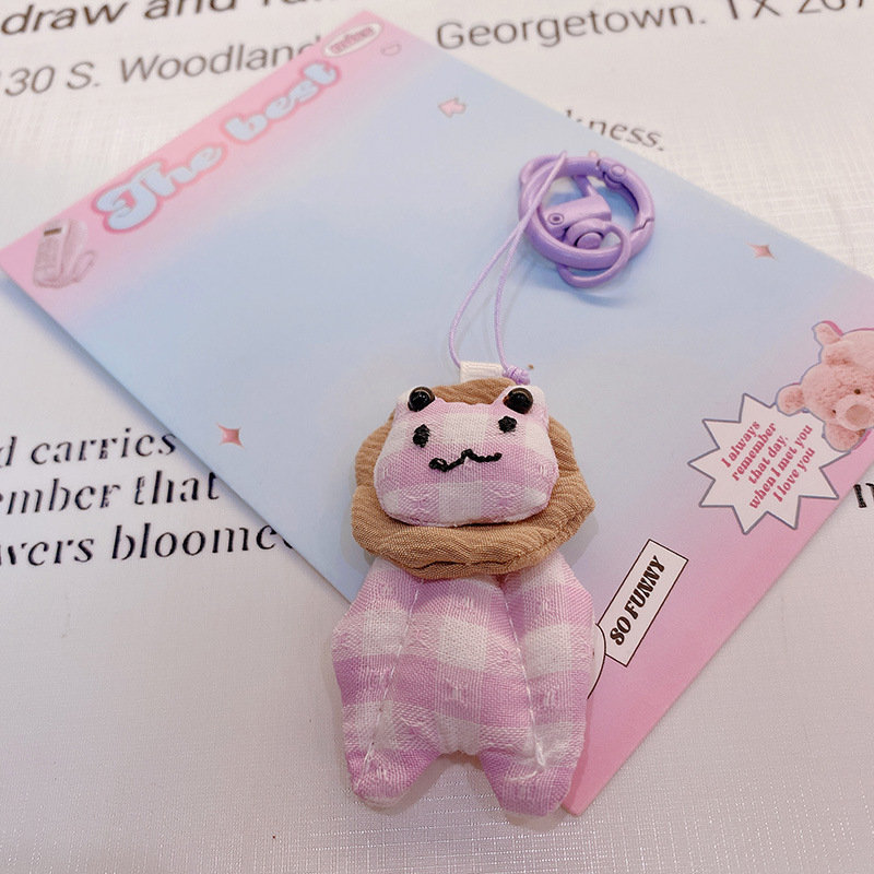 HD843A025 tela de otoño púrpura relleno de algodón muñeca llavero colgante bolso colgante de teléfono móvil