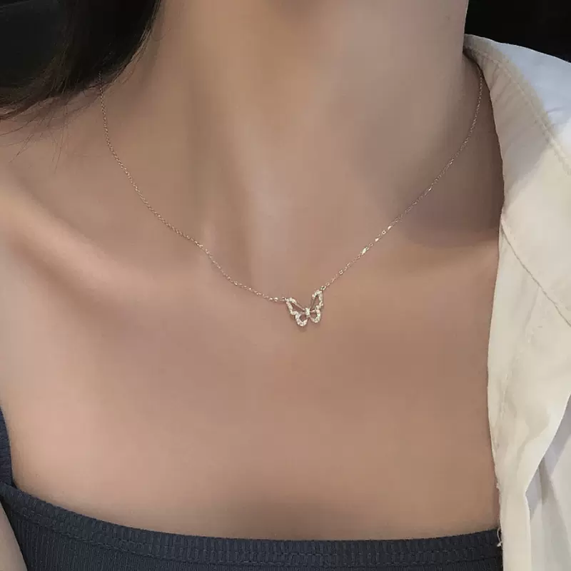 轻奢高级蝴蝶项链女时尚ins小众设计感冷淡风个性网红吊坠锁骨链