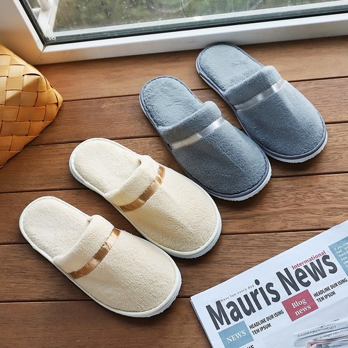 High-end hotel slippers coral velvet five-star special thickened non-slip hotel home hospitality non-disposable wholesale