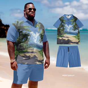 Spring and summer Europe and the United States POLO suit short sleeve men's 3D digital printing plus size daily cross-border foreign trade high street leisure