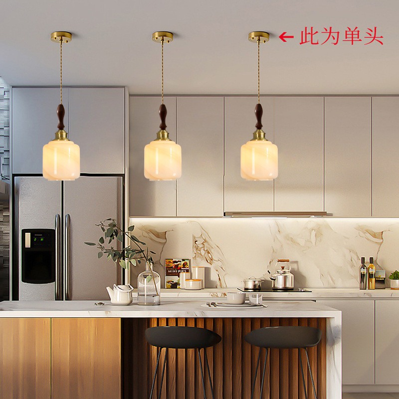 Estilo japonés nogal americano latón retro vidrio restaurante bar mostrador pasillo estudio ventana dormitorio cabecera pequeña araña