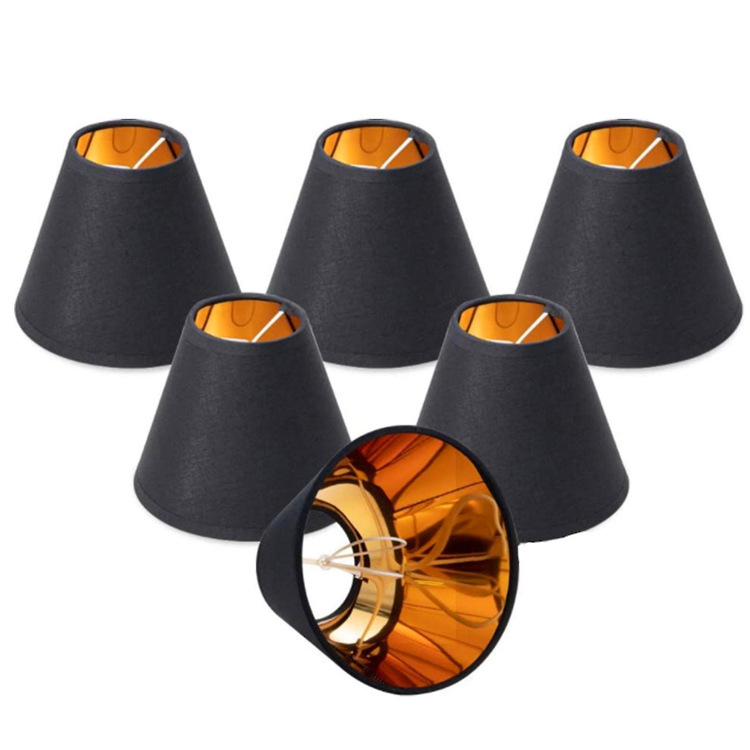Export outer black inner gold flat cover chandelier wall lamp fabric high quality PVC lampshade E14 lamp socket lamp fittings