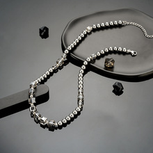 欧美黑胆石项链男小众拼接设计高级感钛钢颈链女轻奢时尚锁骨链潮