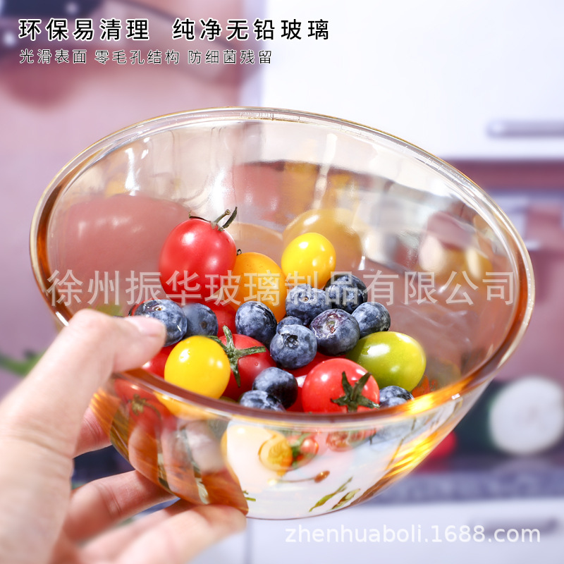 Nueva ensaladera de vidrio dorado hogar tazón para hornear horno de microondas resistente a altas temperaturas especial transparente y cuenca sopa