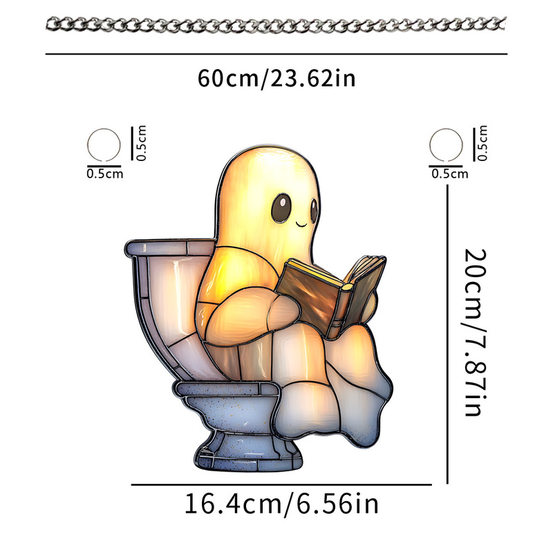 ハロウィン新月下の就寝前の読書リトルゴースト 2D フラットアクリルホリデー雰囲気装飾ペンダント|undefined