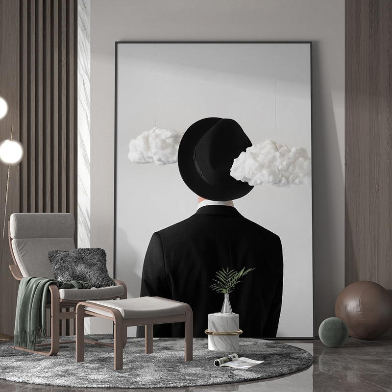 Modern Light Luxury Living Room Floor Painting Porch Character Decorative Painting Suit Gentleman Background Retro Wall Vertical Hanging Painting