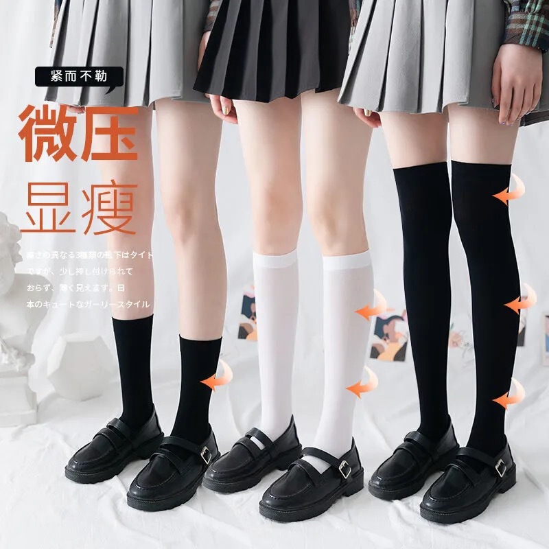 Shallow Socks Black and White jk Socks Women's Mid-length Socks Spring and Summer Slim Leg Knee-high Thin Stockings Shallow Socks Black and White jk Socks Women's Mid-length Socks Spring and Summer Slim Leg Knee-high Thin Stockings