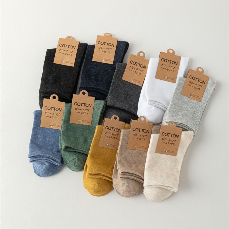 Customized 168-Needle Spring, Autumn, and Winter Men's Solid Color Cotton Retro Color Series Long Mid-Tube Men's Socks Wholesale from Zhuji Customized 168-Needle Spring, Autumn, and Winter Men's Solid Color Cotton Retro Color Series Long Mid-Tube Men's Socks Wholesale from Zhuji