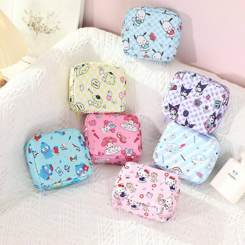 New Cartoon Sanitary Napkin Storage Bag Cute Girl Portable Cosmetic Storage Bag