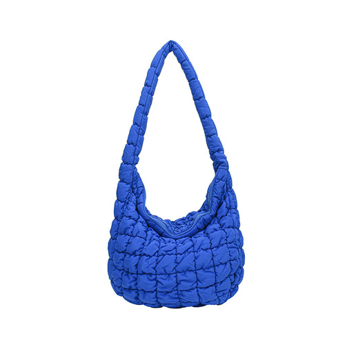 2024 New Pleated Cloud Bag Large Leisure Down Cotton Jacket Women's Bag Versatile Fashion Shoulder Cross-Body Dumpling Bag