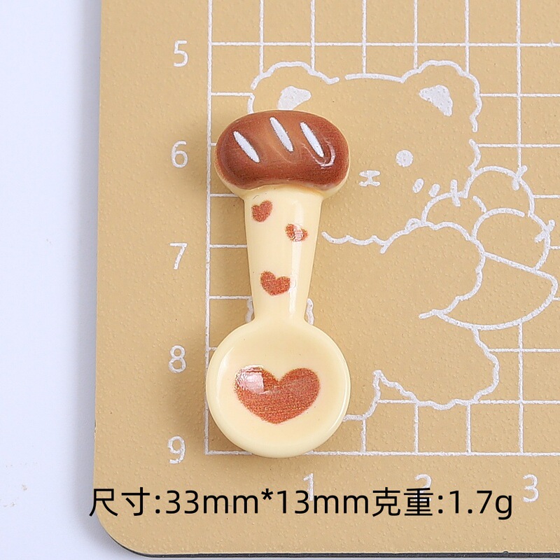 卡通面包勺子食玩可爱手工diy饰品配件奶油胶树脂小配件发夹材料|undefined