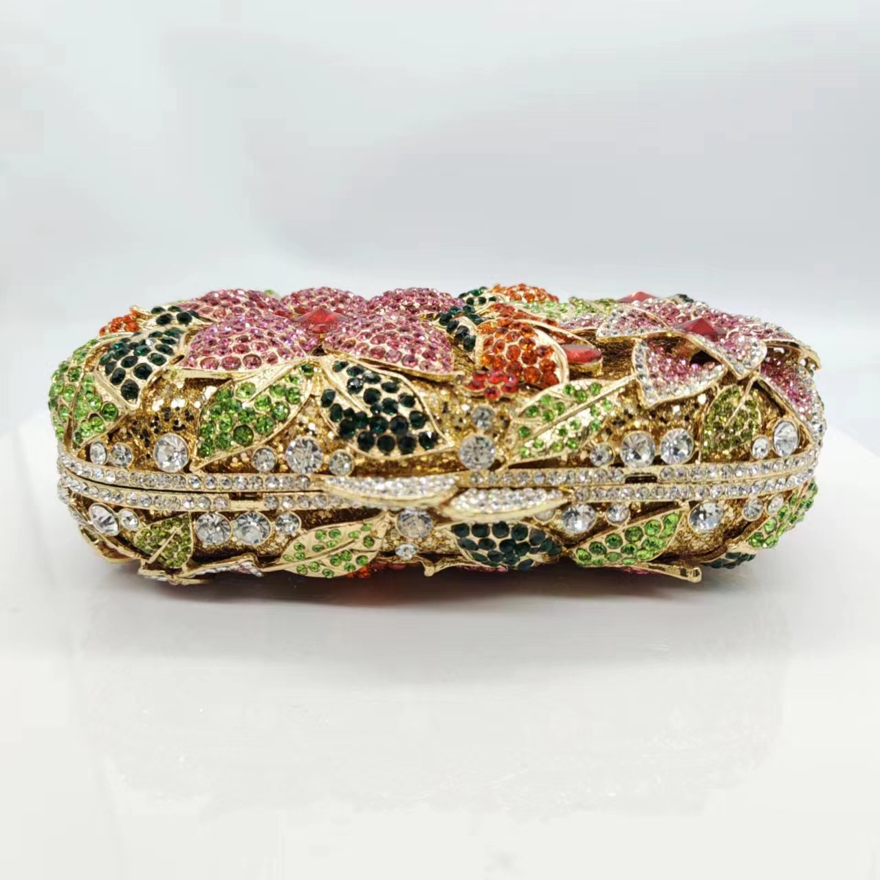 Túi clutch dạ hội đính kim cương giả kim loại rỗng cao cấp — Vàng kim AB, Màu vàng kim, Bạc AB, Cá tính đặt làm chi tiết 6