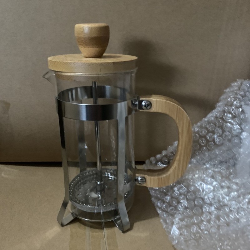 咖啡壶家用法式滤压壶玻璃冲茶器手压过滤杯冲泡冷萃壶竹木法压壶|undefined