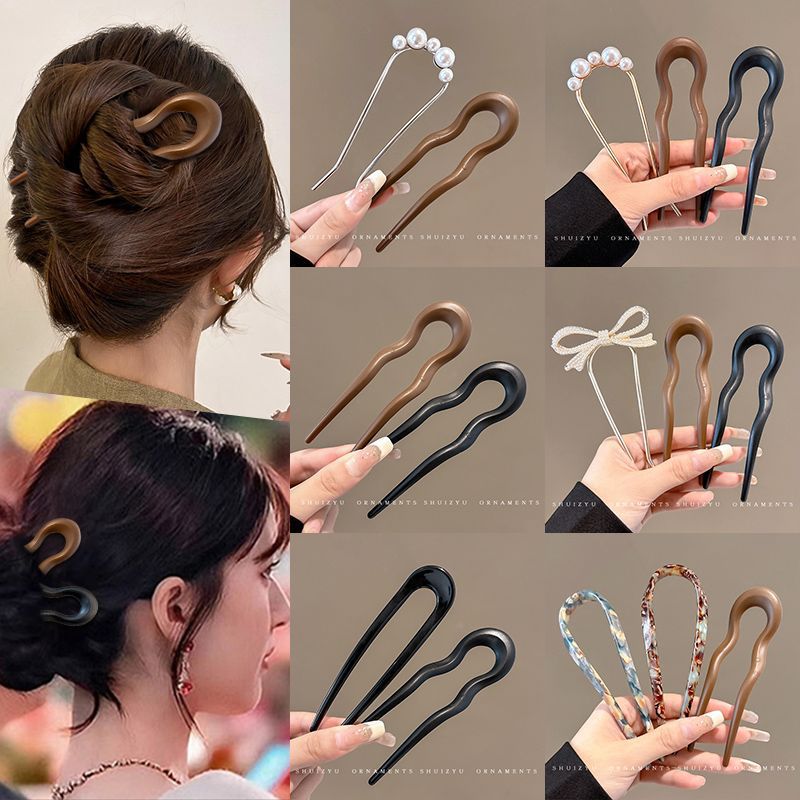 Temperamento en forma de U pinzas de pelo japonesas y coreanas 2025 nuevo simple pinzas de cabello de cabeza de cabeza de bola de cabeza de cabello de cabello