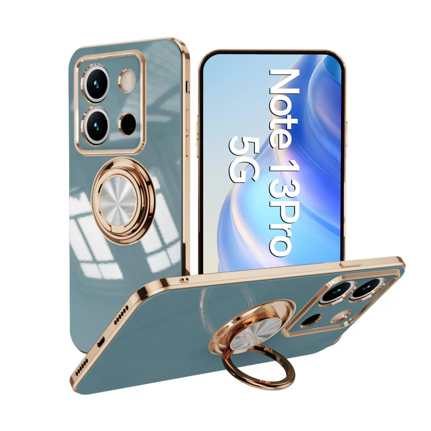 红米Note14手机壳适用13Pro/13C/A3国外指环磁吸车载电镀保护套新