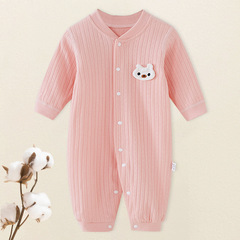 嬰兒連體衣春秋薄款寶寶衣服純棉新生哈衣內衣爬服無骨長袖睡衣