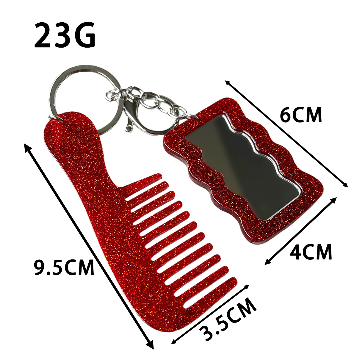 Nuevo acrílico amor maquillaje espejo pein llavero polvo brillante sequilla bolsos colgantes joyas DIY colgantes