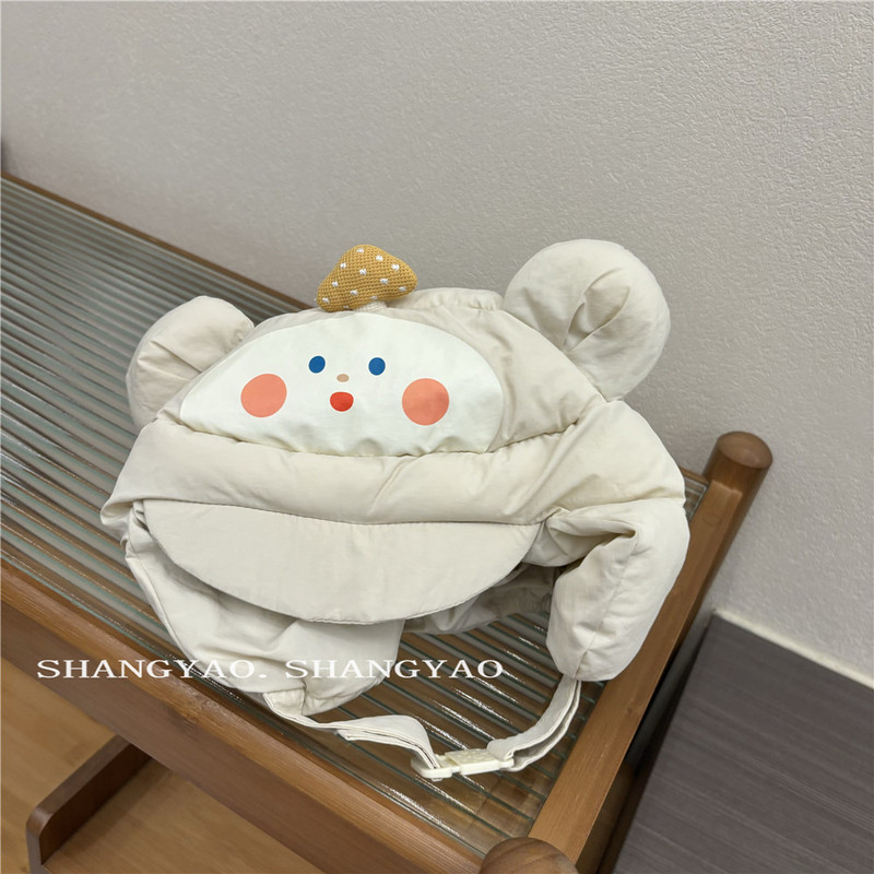 儿童帽子轻盈夹棉雷锋帽冬季卡通套头男女宝宝鸭舌可爱保暖护耳帽|undefined