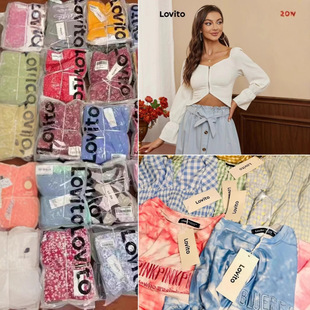 Foreign Trade Brand Lovito Women's Fashion Sweet and Spicy European and American Miscellaneous Tops, Pants, and Dresses Wholesale