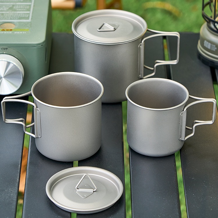 純チタンカップ単層折り畳みチタンカップオフィス泡茶コーヒーカップチタン合金屋外携帯キャンプマグカップ|undefined