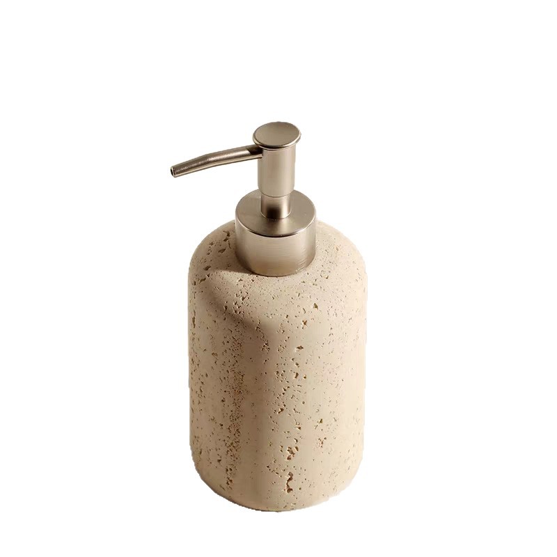 Botella de desinfectante de mano de resina de imitación de piedra de caverna, lujo ligero, botella de embalaje de loción de baño doméstica del hotel nórdico, sensación de alto nivel