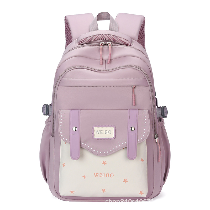 New schoolbag female primary school Grade 3 to grade 6 junior high school schoolbag female Korean style fresh large capacity contrast color backpack
