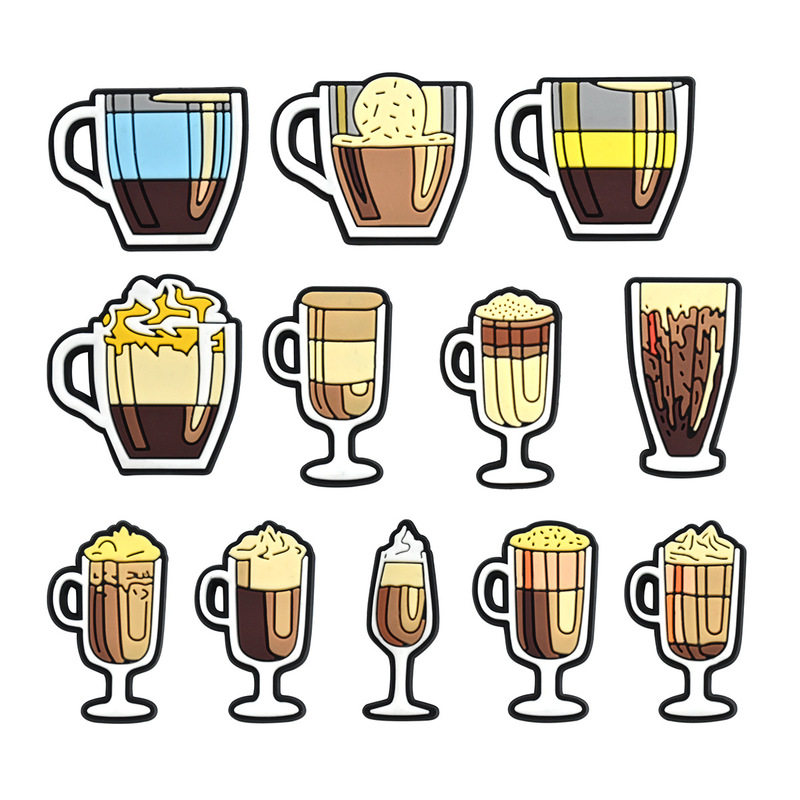 Coffee Cup Cartoon Patch Cross Border DIY Jewelry Accessories Mobile Phone Case Decoration small size PVC Flat Soft Film