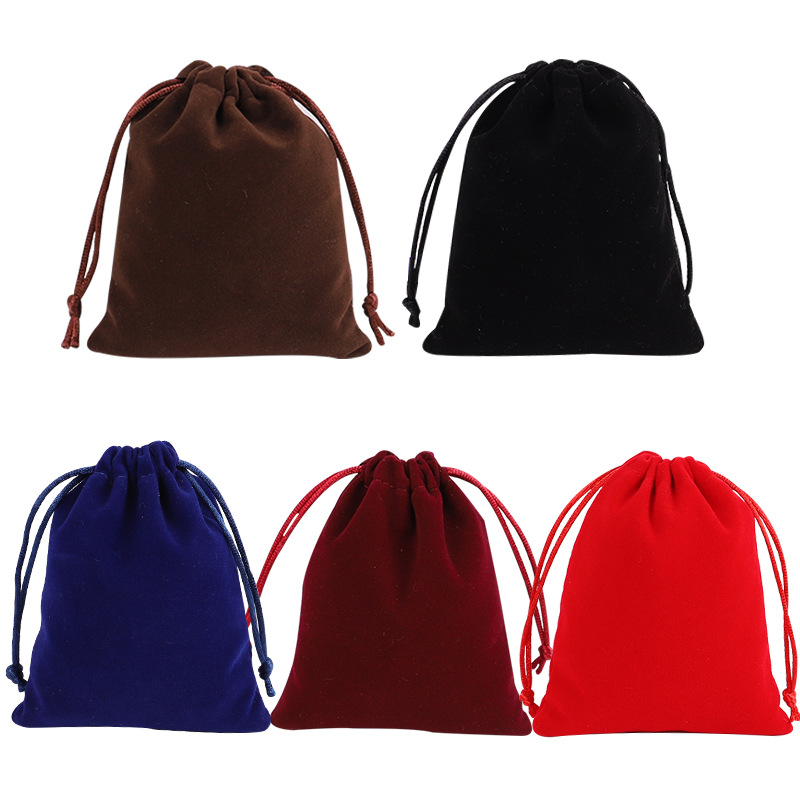 Suministro directo de fábrica joyería franela cordón auricular bolsa de almacenamiento gran bolsa de terciopelo negro personalización