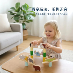 跨境儿童木制动物平衡叠叠乐积木亲子互动叠叠高堆叠早教益智玩具
