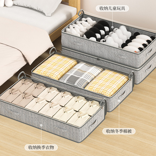 Cross-border best-selling under-bed storage bag with large capacity, visible hand-held storage bag for wardrobe organization of clothes and bedding, portable