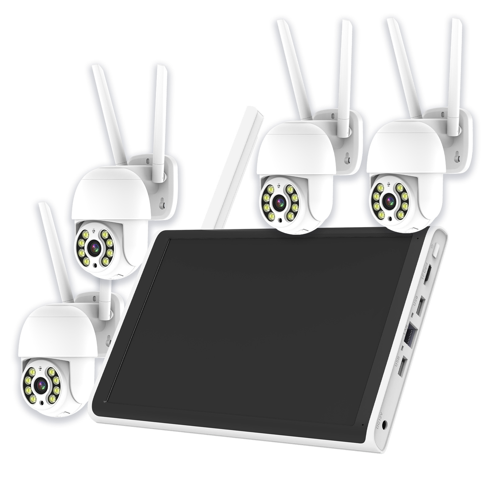 Tris Home 10 pulgadas 4-Way NVR bola máquina de monitoreo traje de visión nocturna de doble luz movimiento detección graffiti monitoreo inalámbrico