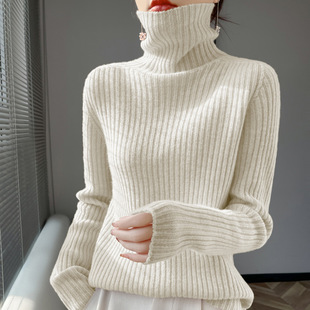 All-match pile collar undershirt 2023 new style pit thick turtleneck sweater women's knitted bottoming shirt sweater
